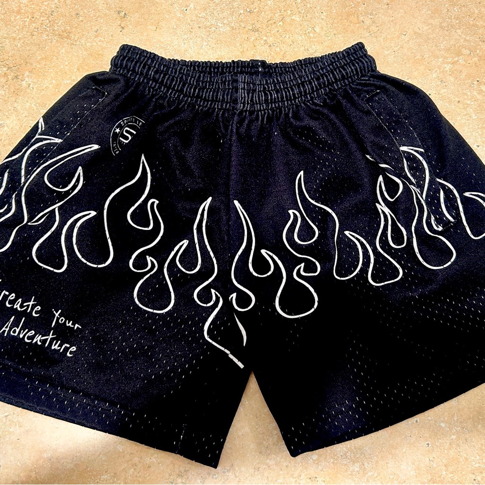 Black Flame Design Athletic Shorts